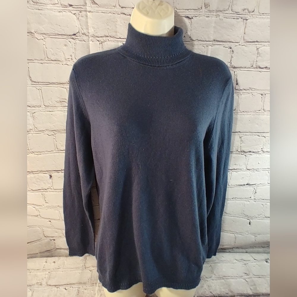 Orvis Women's Cashmere Silk Turtleneck Blue M